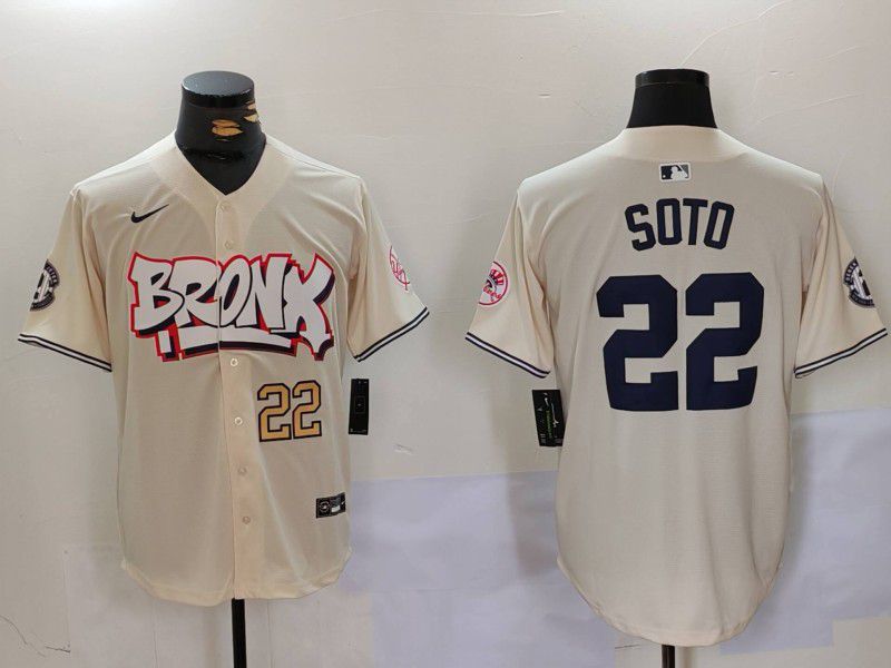 Men New York Yankees 22 Soto Cream joint name 2024 Nike MLB Jersey style 2
